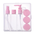 Aangepaste cosmetisch plastic lege draagbare flesreizen set